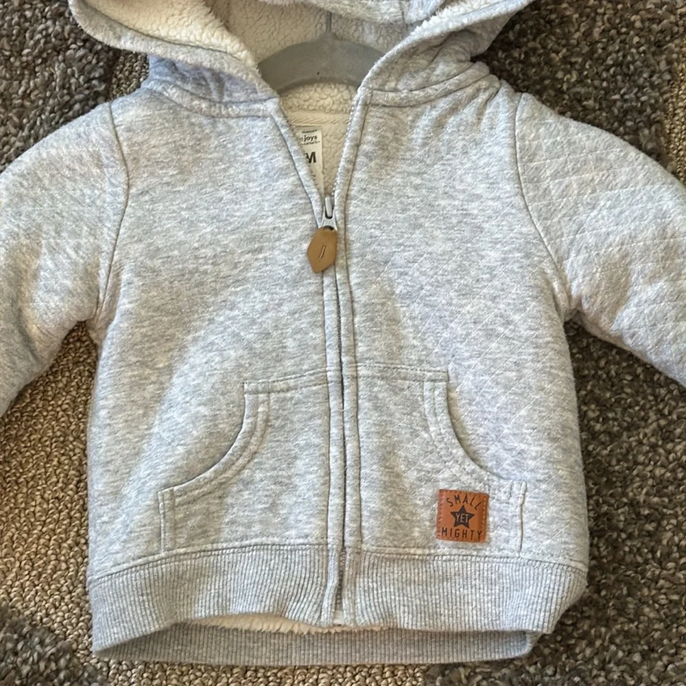 Simple Joys by Carters Baby Boy Gray Sherpa Lined Hooded Winter Coat Ears 12M